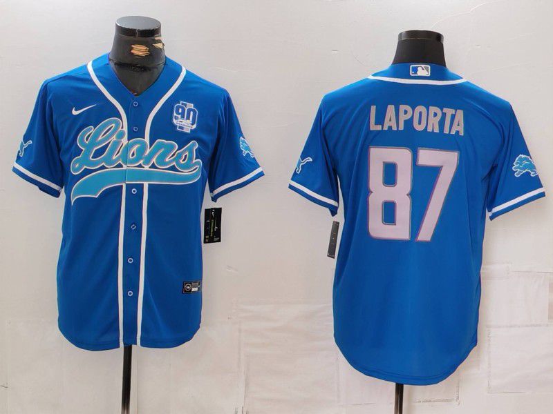 Men Detroit Lions #87 Laporta Blue Second generation joint name 2024 Nike Limited NFL Jersey style 4